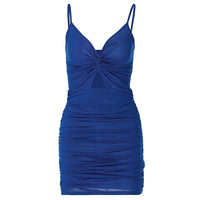 2022 Sexy Spaghetti Strap Bodycon Dress Women Backless Folds Wrap Hip Dresses Female Causal Streetwear Slim Dress Vestidos Robes