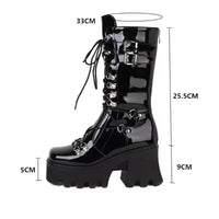 Women High Boots Cosplay Mid-calf Boots High Platform Wedges Boots 2023 Autumn Winter New Designer Gothic Shoes for Women Botas