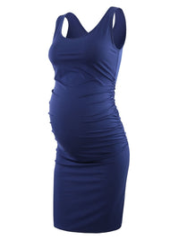 Liu&amp;Qu Maternity Dresses Women Side Ruched Pregnany Dress Bodycon Pregnant Clothes Casual Mama Short Sleeve Wrap Baby Showers