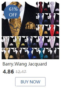 Barry.Wang Gold Silk Mens Tie Hanky Cufflinks Set Yellow Beige Orange Luxury Jacquard Necktie For Male Wedding Business Party