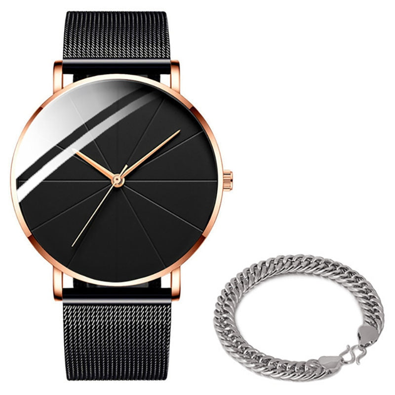 2022 Minimalist Men&#39;s Fashion Watches Simple Men Business Ultra Thin Stainless