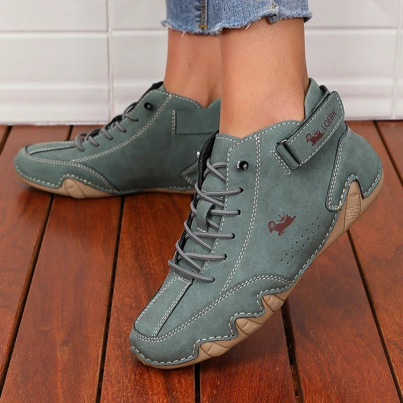 Khaki Women's Boots Trendy Comfortable Soft Soled High Top Boots Versatile Fashionable Commuting Motorcycle Women's Sneakers