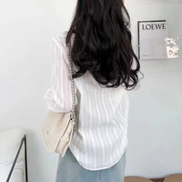 Spring New Elegant Long Sleeve White Shirt Casual Office Lady Blouse Summer Loose Thin Tops Classic Turndown Collar Clothing