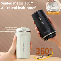 Durable Vacuum Insulated Coffee Travel Cup Stainless Steel Thermos Leak Proof Double Wall Matte Design Keeps Drinks Hot Cold