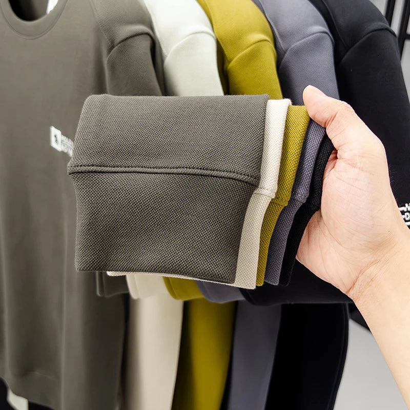 Sweatshirt Men 2025 New Style Spring and Autumn Round Neck with Cotton Embroidery Casual Long Sleeved T-shirt Top T-shirt