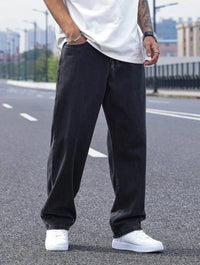 2025 New Men's Casual Long Jeans, Classic Men's Straight-Leg Jeans & Wide-Leg Jeans, Solid Color