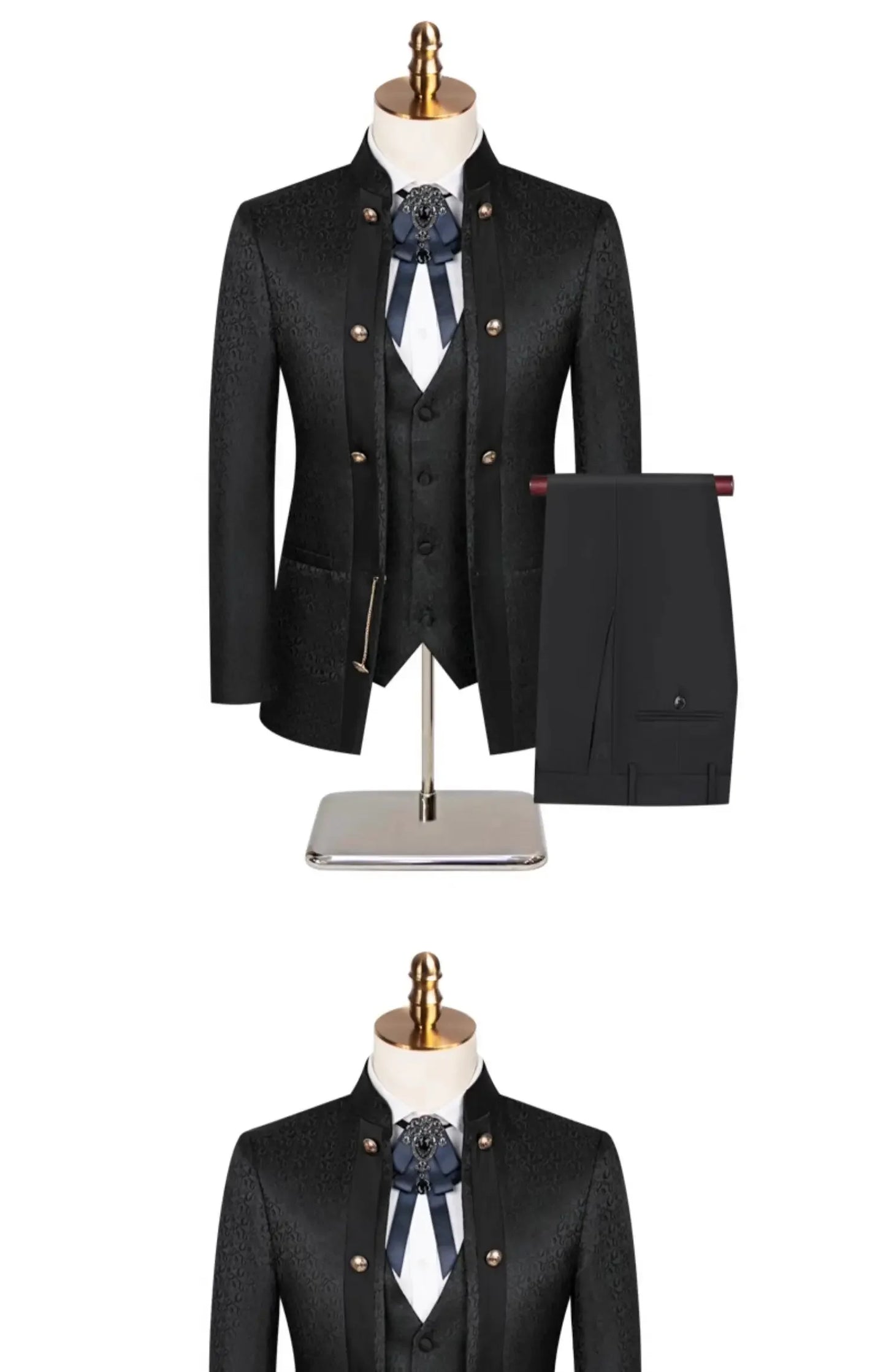 2025 New Wedding Host Performance Men's Suit Dress Three-piece Botanical Floral Pattern  Blazer  for Men with Pants and Vest