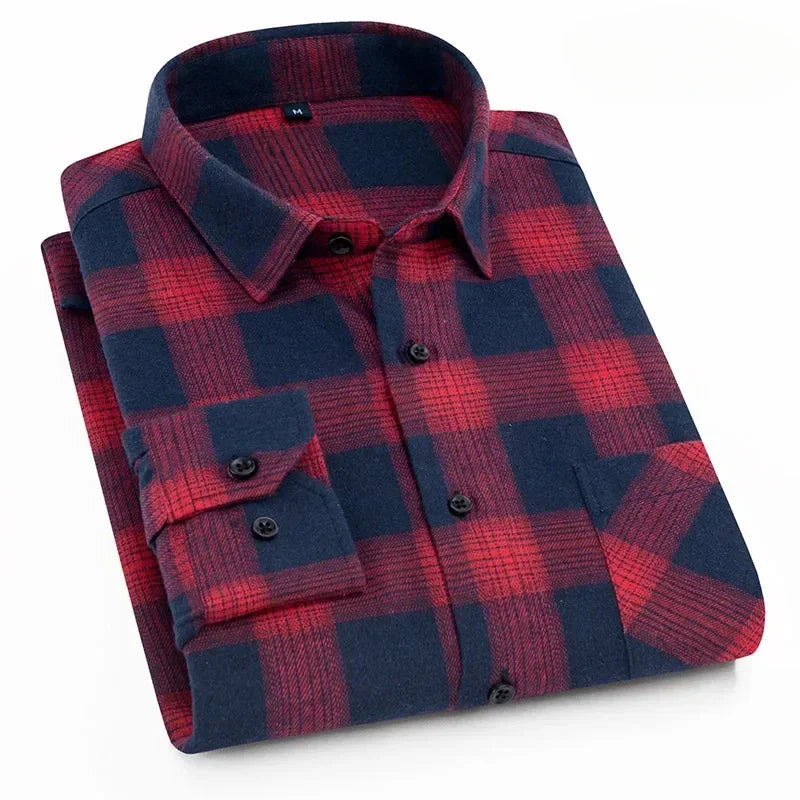 New in shirt fashion korean popular 40%cotton long-sleeve shirts for men slim fit plain shirt streetwear Casual plaid clothes