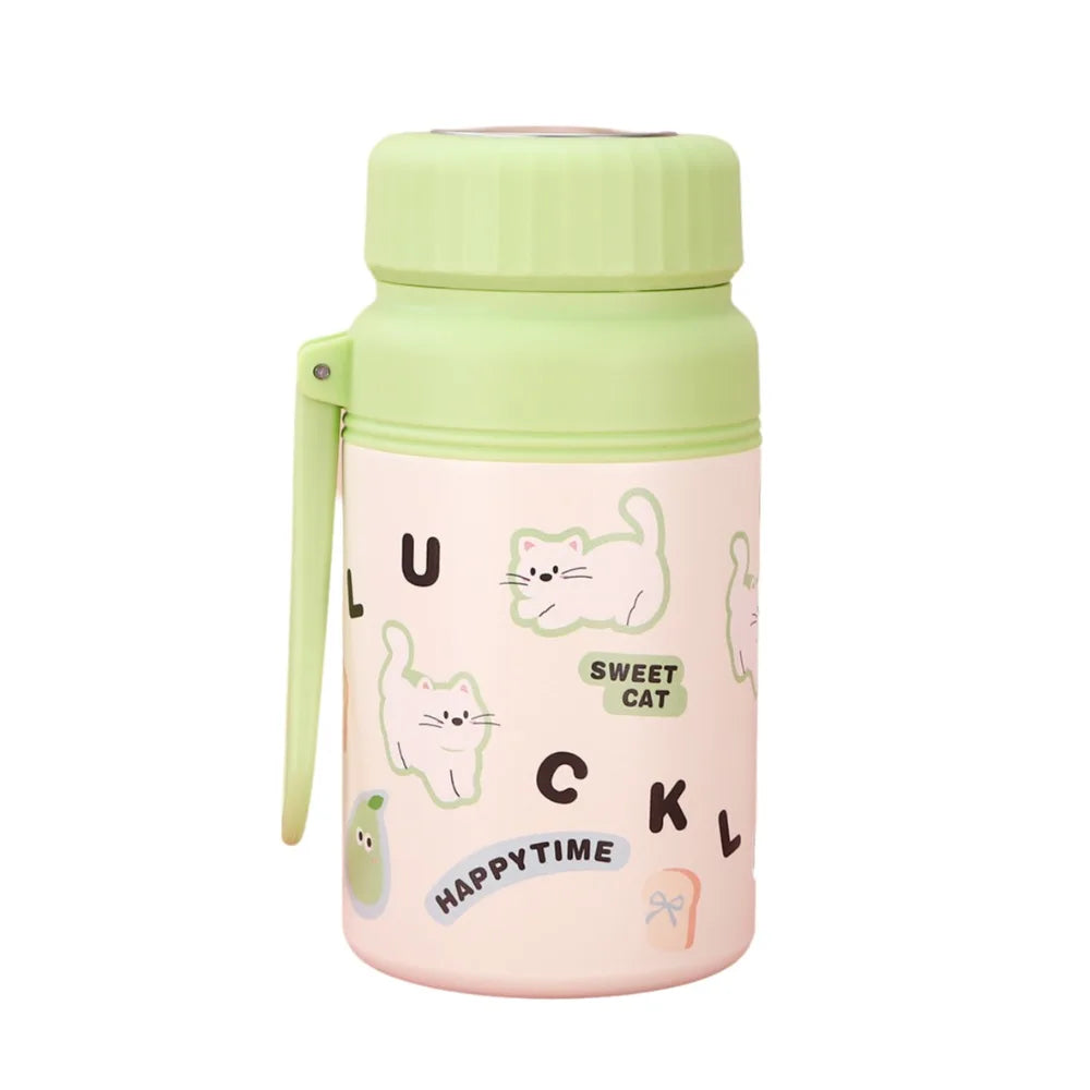 Cute Stainless Steel Student Thermal Cup 1000ml Double Wall Insulated Cup with Filter Net Large Capacity Sports Bottle Outdoor