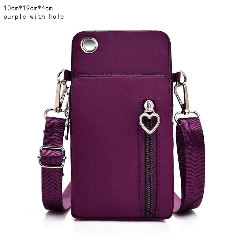 Women&#39;s Mini Shoulder Bag Oxford Waterproof Handbag Wrist Pouch Wallet Sports Cell Mobile Phone Bag Crossbody Bags for Girls