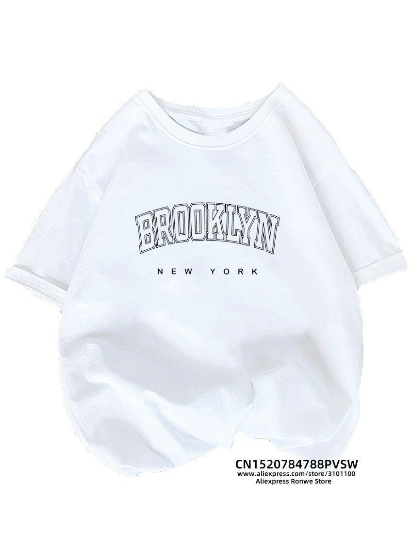 New York Brooklyn Women Graphic Printed T Shirt Girl Fashion O-neck 2023 Streewear Clothes Causal Female Y2K Tops Tee