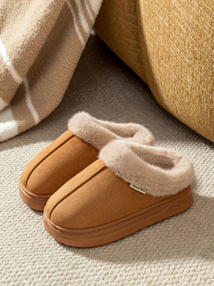 Winter Men Slippers Fur Warm Comfort Breathable Indoor Outdoor Non-slip Couple Fashion Snow Boots Casual Home Shoes