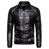 New Winter Fleece Motorcycle Leather Jacket Men Turn Down Fur Collar Slim Fit Warm PU Bomber Jackets Coats Mens Moto Biker Coat