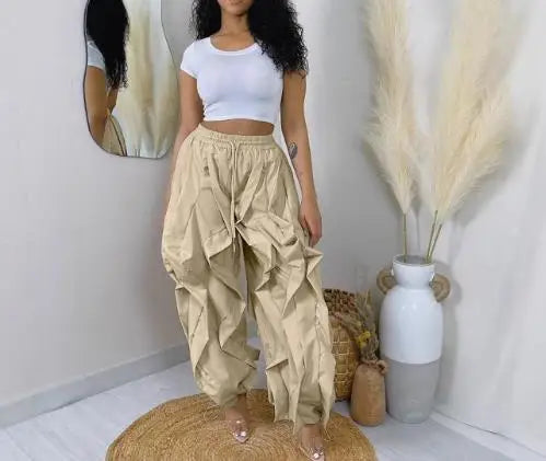 Women's Pants 2025 Spring Autumn New Elegant Commuting Workwear with Patchwork Lace Lantern Pants and Ankle Binding Pants