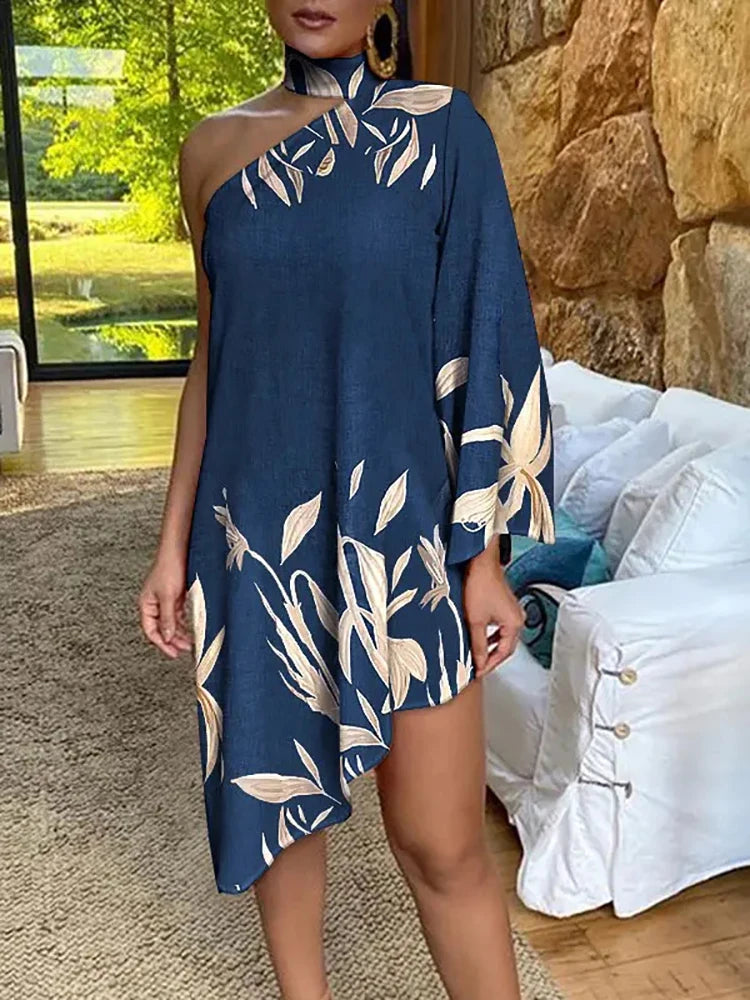 one shoulder peacock print dress Misope | Dresses | Peacock Print Dress