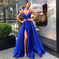 Elegant Stap V Neck High Waist Corset Slit Party Cocktail Maxi Dress Graduation Long Robe Gown Women Sexy Summer Evening Dress