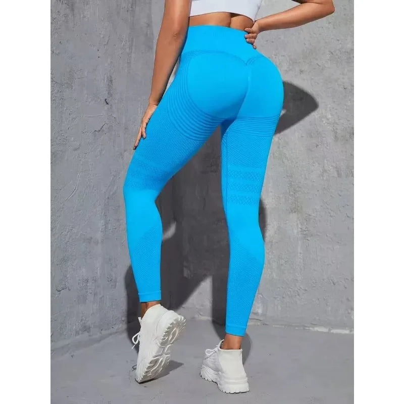 Women High Waist Yoga Pants Seamless Slim Leggings Sexy Lines Lifting Buttocks Sports Tight Pants High Elastic Gym Pants