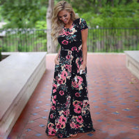 Summer Maxi Dress Women 2022 Pink Floral Print Boho Beach Dress Ladies Evening Party Long Dress Sundress Vestidos de festa 3XL