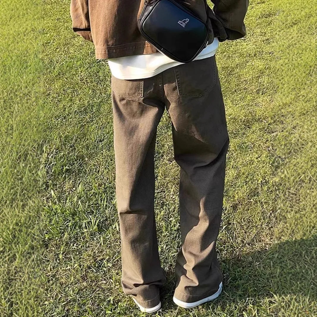 New American Casual Retro Straight Jeans for Men's Niche Loose Trousers Trendy