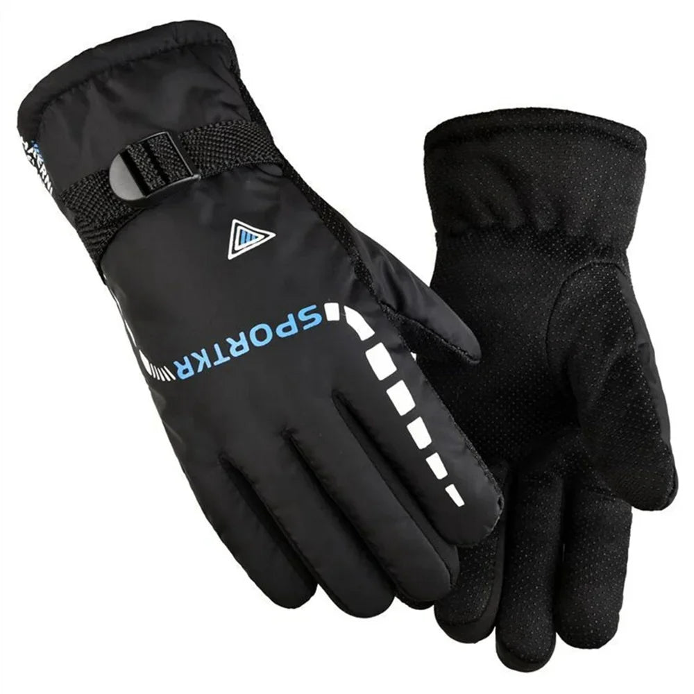 Winter Men Women Full Fingers Gloves Warm Thicken Fleece Skiing Outdoor Running Gloves Waterproof Windproof Non-Slip Mittens