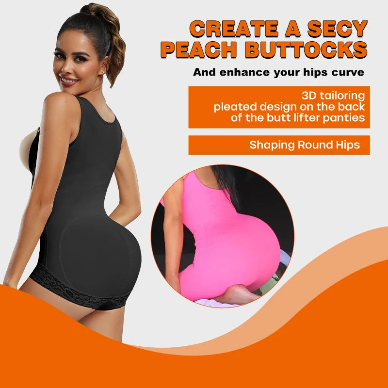 Postpartum Bodysuit Shapewear Women Tummy Control Butt Lifter Faja Body Shaper Open Crotch With Hooks Design