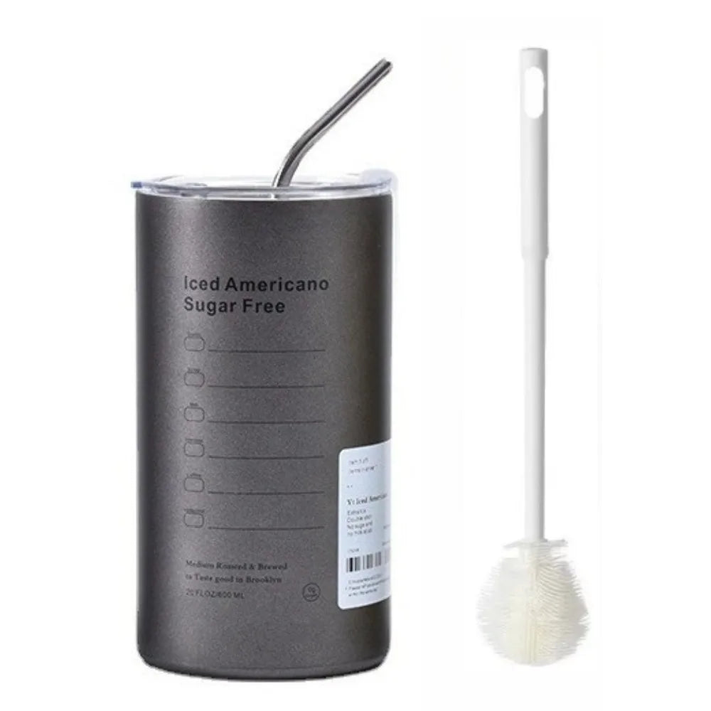 20 Oz Latte Coffee Cup, 304 Stainless Steel Iced Drink Cup with Straw and Lid, Insulated Cup, Cooling Vacuum Drinkware Reusable.