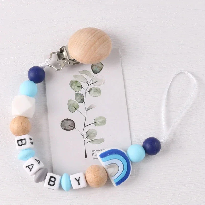 Rainbow Beech Clip Pacifier Chain Baby Silicone Pacifier Chain Baby Teether Pacifier Anti Drop Chain Baby Product