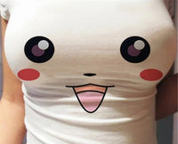 Funny Women T-shirt 3D Eyes Printed T-shirt Summer New Sexy Anime Cartoon Cute Expression Straight Short Sleeve Ladies Slim Tops