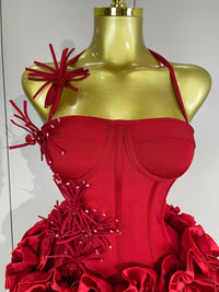 Women Sexy Halter Prom Gown Celebrity Club Two Piece Set Cocktail Elegant Fashion Luxury Birthday Party Red Black Bandage Outfit