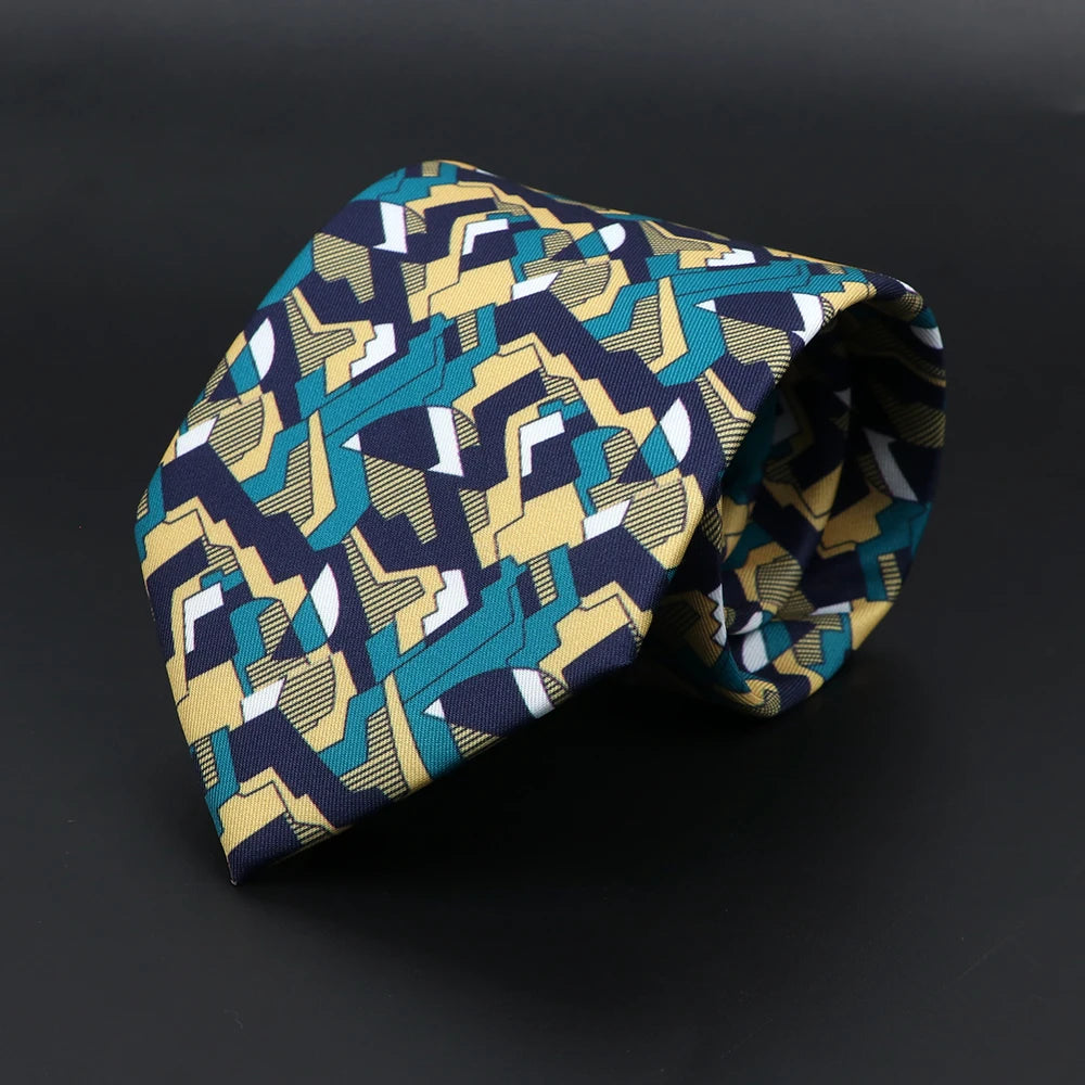 Vintage Men's Tie Geometry Paisley Khaki Blue Necktie Soft Chic Bohemian Print 9cm Ties For Men Wedding Business Daily Accessory