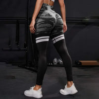 Striped Camo Leggings Women Seamless Knit Tights High Waist Hip Liftting Workout Running Fashion Slim Yoga Fitness Yoga Pants