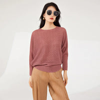 Spring & Summer Women's Casual T-Shirt New Style Pleated Loose Bat Sleeve Solid Color Woven Fabric Elastic Long-Sleeved Top