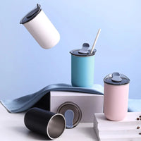 Stainless Steel Coffee Cup 300ML Mug with Lid Simple Insulated Coffee Mug Thermal Bottle Heat-resistant Thermos Mug Drinkware