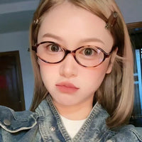 Vintage Oval Sunglasses NEW Women Luxury Brand Designer Small Oval Anti Blue Light Glasses Retro Fashion Men Leopard Eyegalsses