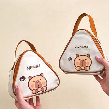 WORTHBUY Mini Capybara Thermal Lunch Bag Portable Insulated Picnic Bag Oil Proof & Waterproof Lunch Box Bag Reusable Cooler Bag