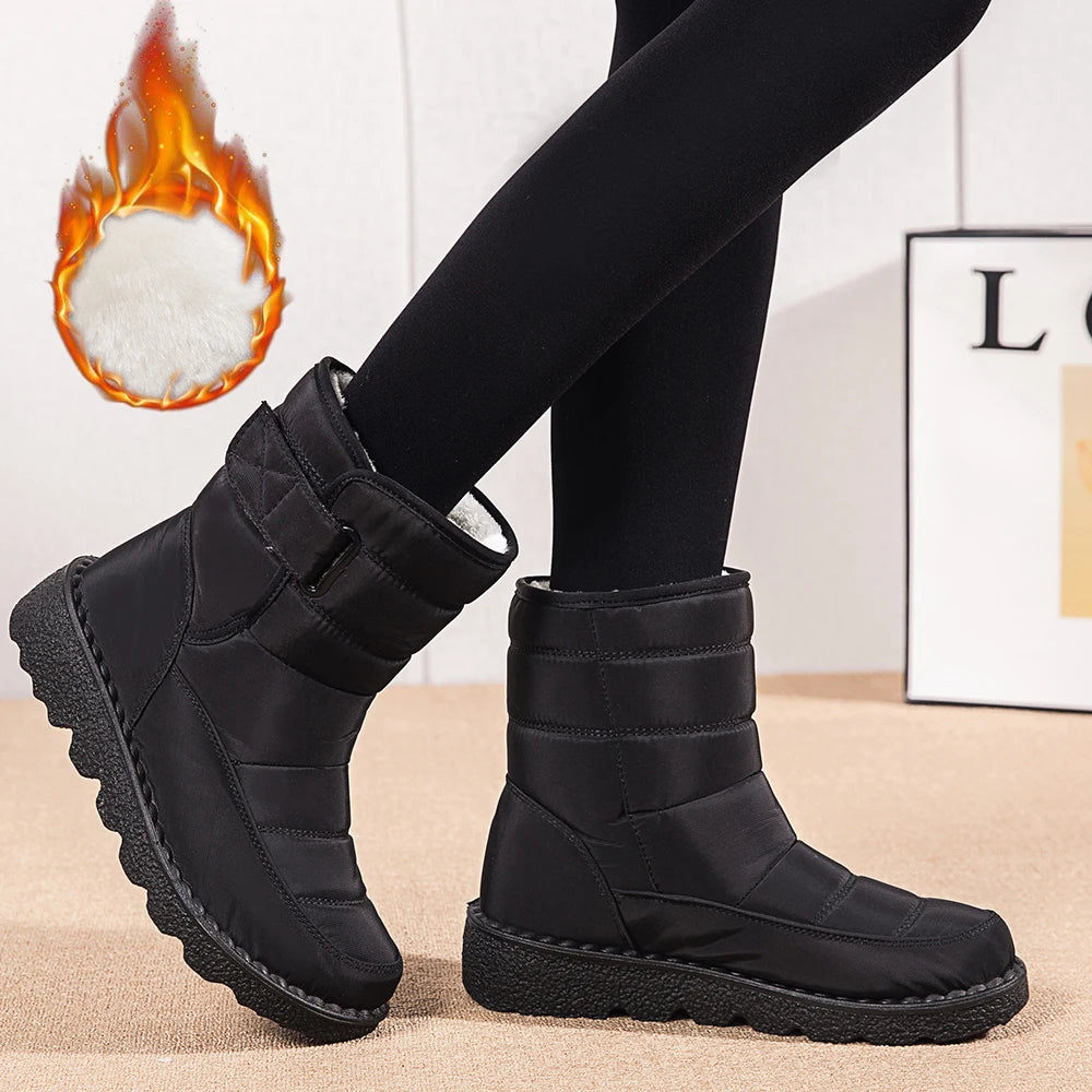 Waterproof Winter Boots for Women 2025 New Faux Fur Long Plush Snow Boots Woman Platform Shoes Warm Cotton Couples Ankle Boots