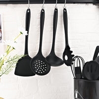 New Black Non-Stick Cookware Silicone Kitchenware Tool Cooking Utensils Set Spatula Ladle Egg Beaters Shovel Kitchen Accessories