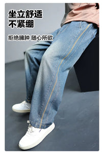Boys Jeans 2024 Autumn&winter New Teenage Children Plus Fleece Warm Pants Boys Fried Street Handsome Pants Kids Denim Trousers