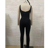 Shipping European Style High Free waist Sleeveless V neck Sexy lady bandage jumpsuit tight long pants one-pcs garment jumpsuit