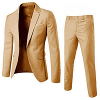 Luxury 2 piece men&#39;s wedding suit fashion men&#39;s slim solid color business office suit sets large size men Blazer+ pants