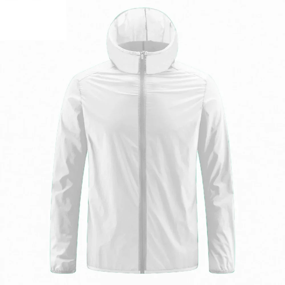 Summer Men's Sun Protection Clothing Lightweight Breathable Ice Silk Hooded Quick Dry Jacket Outdoor Anti-ultraviolet Skin Coat