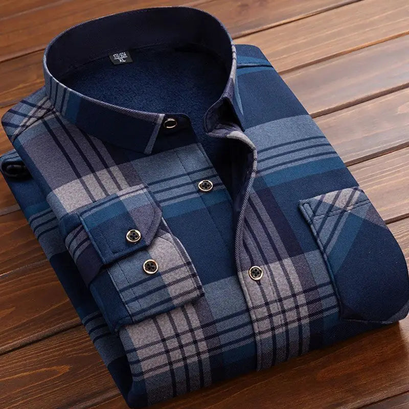 2025Men's Casual Warm Shirts Autumn Winter Long Sleeve Plaid Shirt Thick Warm Tops Men High Quality Soft Large Size Shirt Camisa