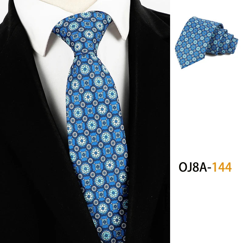 Fashion 8CM Mens Necktie Print Patterns Classic Neck Ties For Man Groom  Handfeel Polyester Necktie Business Wedding Accessories