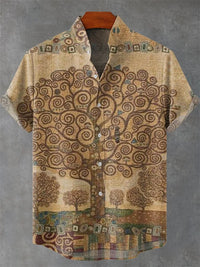 New Men's Comfortable Linen Short Sleeve Shirt High Quality Costume Art Print Cartoon Cat Pattern New Series