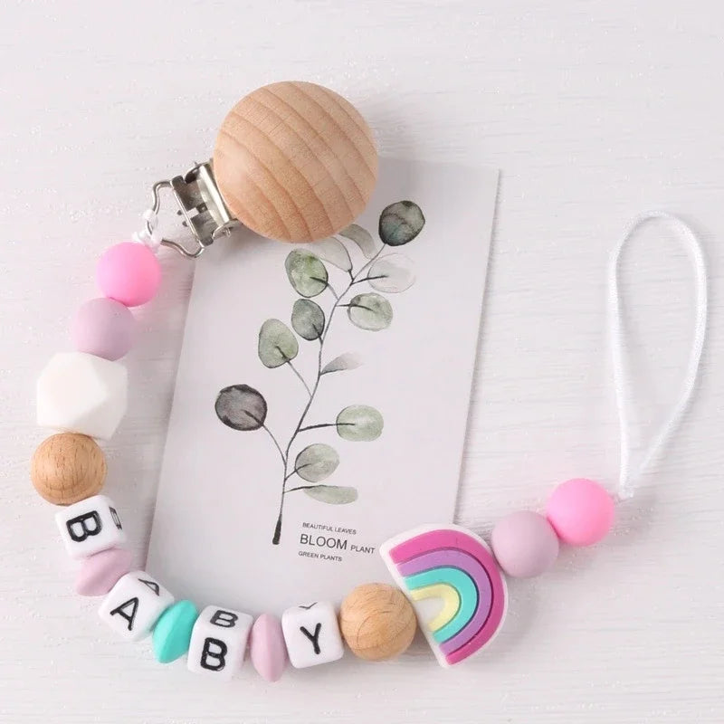 Rainbow Beech Clip Pacifier Chain Baby Silicone Pacifier Chain Baby Teether Pacifier Anti Drop Chain Baby Product