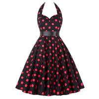 Elegant Women Pink Polka Dot Dress Summer Robe Hepburn 1950s 60s Vintage Sexy Halter Rockabilly Retro Party Dresses 2026 Vestido