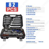 Mechanics Tool Set Socket Wrench Set,Auto Repair Hand Tool Kit Wrench Tool Box Set with Plastic Storage Case