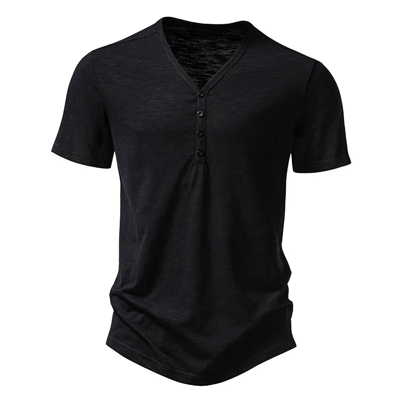 Mens Summer T-shirts Short Sleeve Buttons Men Cotton Henry Tees Shirts Light Male Henley T shirt Shirt T Casual Man Tshirts T62