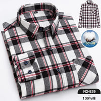 Pure Cotton Men's Plaid Shirt Long Sleeve Regular Fit Men Casual Oversized Shirt Leisure Autumn Male Blouse New Plus Size