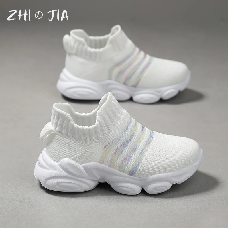 Children's Slip On Socks Shoes Mesh Casual Sports Shoes teenagers Lightweight and Comfortable Running Footwear 27-40